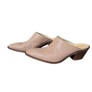 39 Ateliers Beige Perforated Leather Pointy Toe Slip On Mules Shoes
